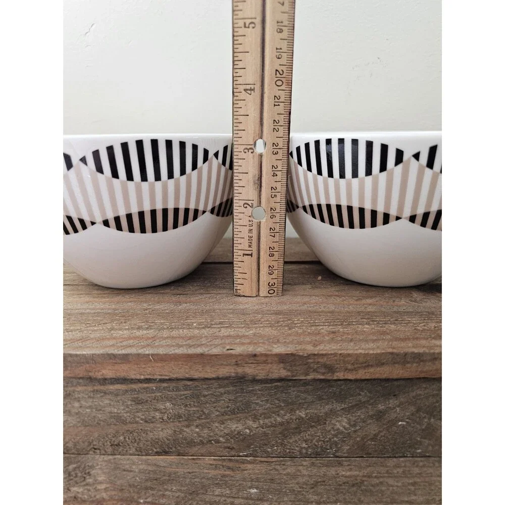 2 LENOX Luca Andrisani Linea Ottica Arch All Purpose Bowls Brown Black Modern
